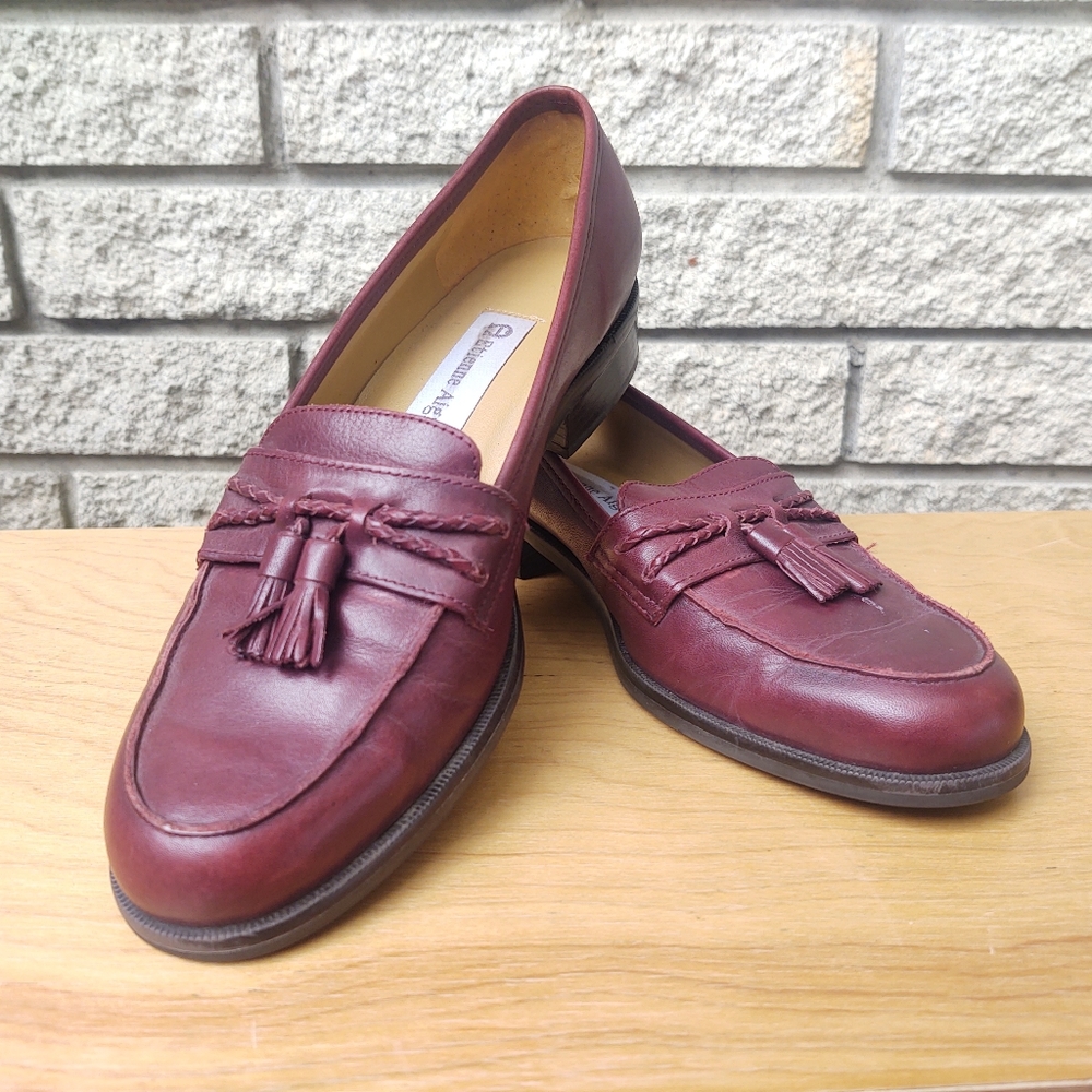 Etienne Aigner Brown Leather Flats with Tassel Detail